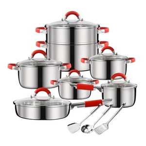 XYL All in One <span class=keywords><strong>Cookware</strong></span> Juegos de 16 piezas Mango de silicona Cacerola de acero inoxidable Sartén Cacerola Juego de ollas para sopa - Product Image 1