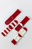 Chaussettes de yoga fines et respirantes à rayures pour femme, idéales pour le Pilates – en polyester/coton tricoté, mi-mollet, antidérapantes avec grip au niveau de la cheville