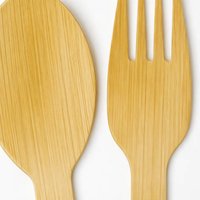 Ensemble de couverts en bambou biodégradable, compostable, respectueux de l'environnement, de qualité supérieure, jetables, fourchette, cuillère, couteau, vaisselle de table