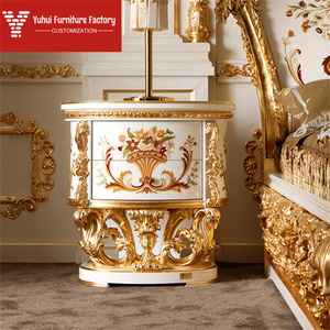 מסגרת מיטה מותאמת אישית מפוארת צרפתית קלאסית מזהב לבן עם מסגרת מיטה מלכותית באיכות גבוהה בסגנון בארוק סִגְנוֹן מעץ מלא בגודל קינג סייז - Product Image 2