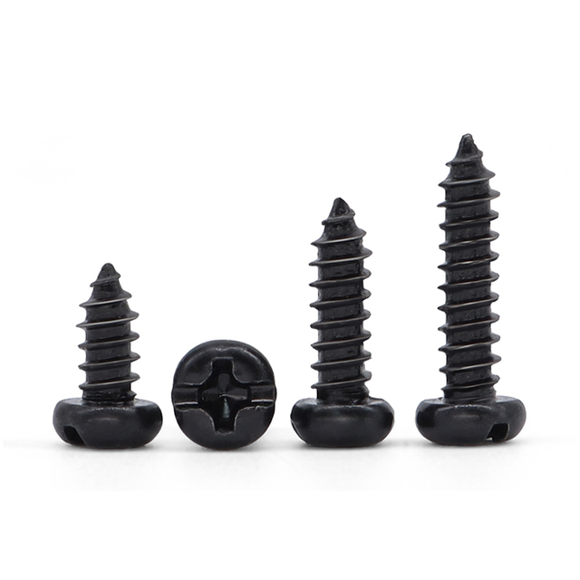 Black Carbon Steel M3.2*14 Phillips Slotted Combo Pan Head Self Tapping Screw Thread Forming Fastener for Plastic