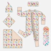 Linkme Pasen Dag Op Maat Ontworpen Babykleding Geprinte Rits Pyjama's Superzachte Bamboe Kleding All-over Print Mystery Box