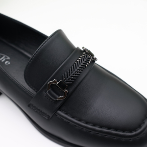 Mocassins Anglais à <span class=keywords><strong>Semelle</strong></span> Épaisse de Haute Qualité <span class=keywords><strong>avec</strong></span> Boucle Métallique en Cuir PU Léger et Imperméable pour <span class=keywords><strong>Femme</strong></span> – Chaussures à Enfiler pour l'Automne - Product Image 4