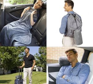 Lightweight Portable Hiking Drawstring Stowable Travel Foreign Trade Wholesale Solid Color Flannel Camping Blanket - Product Image 6