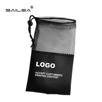 Sac en filet de nylon personnalisé, écologique, robuste, avec cordon de serrage, couleur noire, recyclable et réutilisable, pour le rangement de bijoux, avec logo