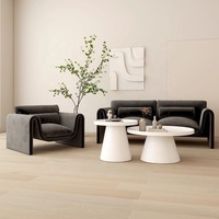 Nouvelle conception de mobilier commercial moderne, ensemble de canapés en tissu lin avec fauteuil et tables basses pour la réception d'entreprise