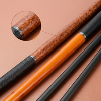 Queue de billard en fibre de carbone 2 pièces de 58 pouces avec incrustation en bois Burr, enveloppe en similicuir, joint radial, pour snooker et billard, 19 oz, pointe de 12,4 mm