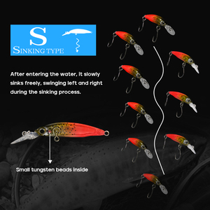 Micro-minnow coulant Premium 40mm 1.8g en ABS, Wobbler Jerkbait 8 #   Hameçon pour appâts durs, pour la pêche au bar en eau douce et en eau salée - Product Image 5