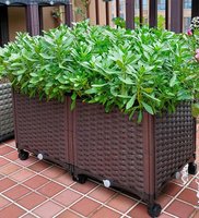 Jardinière carrée en plastique durable pour légumes, plantes, cultures, fleurs, baies, jardin, balcon, les roues sont amovibles