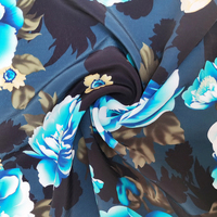 Tissu en crêpe Koshibo polyester antistatique personnalisable pour filles, imprimé numérique floral bleu marine pour robes