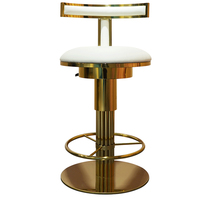 Tabourets de bar pivotants de luxe modernes en acier inoxydable doré, hauteur de comptoir réglable et rotative, personnalisables pour la maison ou l'hôtel