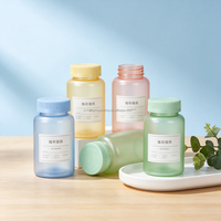 Flacons en plastique PET pastel givré mat avec couvercle sécurité enfant, contenants vides pour capsules de vitamines, comprimés et compléments alimentaires
