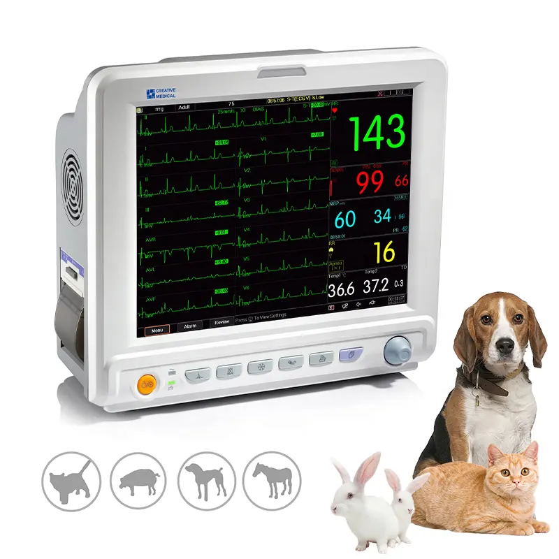 Multi-parameter Animals Patient Monitor Portable Veterinary Monitor Vet Hospital Use Critical care Veterinary Monitoring