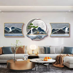 Modern lüks sanat <span class=keywords><strong>Deco</strong></span> tasarım dokuz balık kristal porselen duvar ev dekoratif sanatsal baskı resimleri için üç parçalı Set - Product Image 3