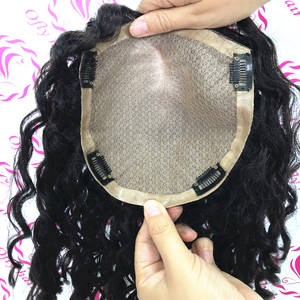 Nouveau Style populaire femmes chinois soie Base fermeture non transformé pas cher bouclés cheveux humains toupet Topper cuticule Remy cheveux prêt - Product Image 3