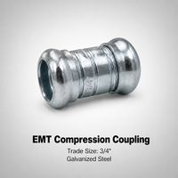 Raccord de compression EMT 3/4 pouce en acier galvanisé pour conduit gris, norme NEC 600V, WIMEC76