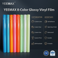 YEEMAX - Rollo de Vinilo Fotoluminiscente Autoadhesivo de PVC Brillante en 8 Colores, Surtido de Colores Sólidos para Señalización Automotriz Imprimible