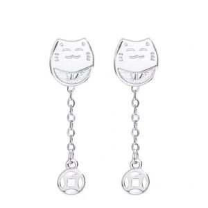 Lucky Cat Drop Earrings Zinc Alloy Cartoon Animal Zodiac Women's Earrings Gift Summer 2021 ED-001 - Product Image 5