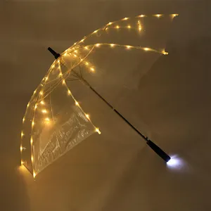 权威高品质发光二极管促销伞，带7种颜色的手电筒，用于安全夜间行走发光二极管棒伞/