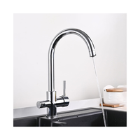 Robinet de cuisine en laiton avec purificateur d'eau, mitigeur pivotant à 360° à trou unique, pulvérisateur extractible chromé, robinet mélangeur eau chaude et froide