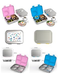 <span class=keywords><strong>Aohea</strong></span> - Lonchera de Acero Inoxidable de Diseño con 3 Compartimentos, Recipiente Térmico para Alimentos para Niños, Juego de Loncheras de Acero Inoxidable - Product Image 6