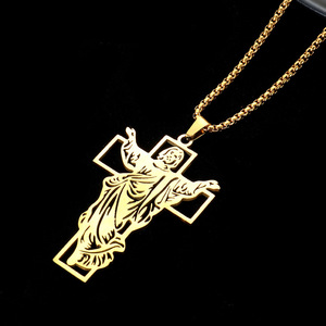Cruz Jesús Vintage Hip-Hop Acero inoxidable crucifijo moda colgante hueco nicho titanio acero Collar para hombres al por mayor - Product Image 2