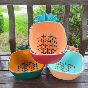 Pineapple Drain <b>Basket</b> Square <b>Stackable</b> Fruit Vegetable Storage Colander Mixed Color Kitchen Draining Rack - Product Image 1