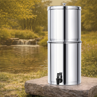 Seau purificateur d'eau en acier inoxydable 304 de 8,5 L à alimentation par gravité avec filtre à membrane UF à fibres creuses pour camping-car et camping en extérieur