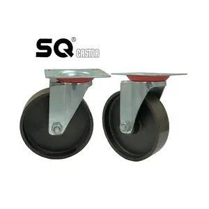 SQ Castor 4 5 6 8 polegadas Mobiliário Vintage Industrial Aço ferro giratório resistência ao calor Caster e rodas Heavy duty