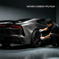 Film Pelindung Cat Mobil Grosir, TPU PPF Serat Karbon Warna-Warni, Tahan Gores Tinggi, Self Healing