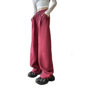 Women's Grey Wide Leg Sweatpants Fleece <b>Lined</b> Loose Casual <b>Pants</b> Autumn Winter 2025 Irregular Design - Product Image 5