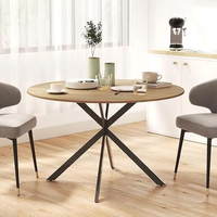 Belle table de salle à manger ronde en bois de ferme, naturelle, durable, de haute qualité, avec pieds en métal