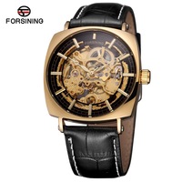Montre FORSINING pour Homme – Montre Automatique Squelette Étanche en Cuir Véritable, Mécanique de Luxe, Cadran Carré