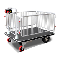 Chariot à main en acier blanc avec quatre roues, chariot à plateforme mobile industriel