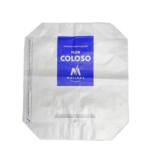 Film laminé Offset Imprimer Bloc Fond Farine Sac Sac 25,50kg Farine De Maïs Sacs D'emballage Sacs pour Emballage