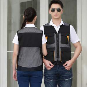 سترة رجالية شبكية قابلة للتنفس عالية الوضوح مع شريط عاكس للضوء، ملابس عمل للمتطوعين والخدمات العامة، سترة أمان عاكسة للضوء مع جيوب وشعار - Product Image 2