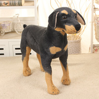Peluche réaliste de chien Rottweiler noir debout, jouet en peluche animal simulé avec pattes pour compagnie ou décoration intérieure