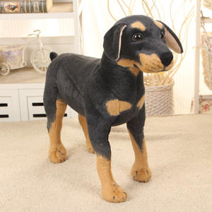 Chien <span class=keywords><strong>noir</strong></span> réaliste en peluche jouet Simulation Animal en peluche poupée pour cadeau et décoration de la maison - Product Image 6