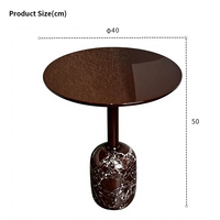 Table basse en marbre de style italien, petite table basse moderne à finition brillante, table basse de luxe légère pour salon, table d'appoint pour canapé