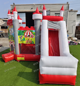 Château gonflable commercial avec toboggan, thème cirque, pour location événementielle, en PVC 0,55 mm - Product Image 5