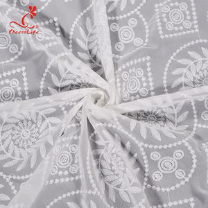 Gypslife — tissu de dentelle <span class=keywords><strong>suisse</strong></span> à forme géométrique, Voile d'organza brodé sur mousseline de soie - Product Image 2