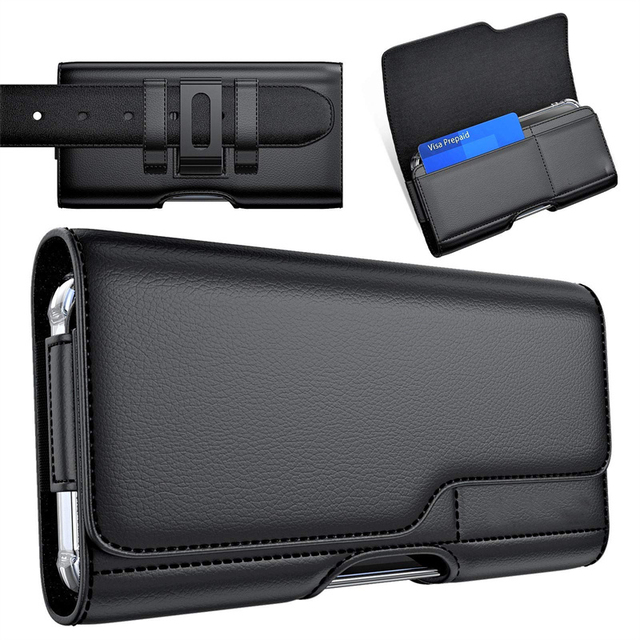 Premium Durable Pouch Card Holder Leather Belt Case With Clip Loop Phone Holster Magnetic Closure Holster for iPhone