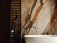 Dalles de quartzite de silice breccia SH STONE, orange design, pour hôtels et clubs modernes, finition polie brillante, pour cuisines, salles de bain et intérieurs.