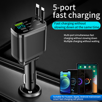 Câble rétractable F5 Chargeur de voiture charge rapide 65W Autolader Cargador de Carro Pengisi Daya Mobil Chargeur de voiture rétractable 4 en 1