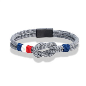 <span class=keywords><strong>Bracelet</strong></span> d'amitié en corde tressée à nœuds concentriques, fait main, motif drapeau français, style Milan, décontracté, avec fermoir, vente en gros - Product Image 4