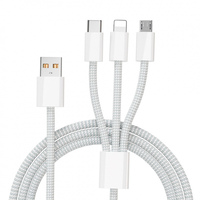 Câble de charge 3-en-1 3M USB-C vers Micro USB 8 broches, tressé en nylon, charge rapide 6A pour téléphone Android 100W, 1,8M, vente en gros OEM