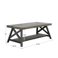 Kainice-Table basse rustique moderne en noyer avec étagère de rangement extra longue pour le salon et la maison