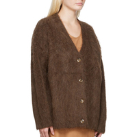 Cardigan en laine d'alpaga surdimensionné avec logo personnalisé, pour femme, tricoté, de luxe, style designer, manteau duveteux, cardigan tricoté épais