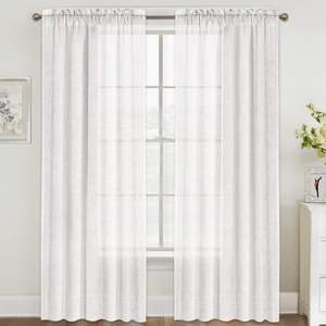 Основная 100% полиэфирная тканая прозрачная ткань для штор, распродажа в рулоне льняной ткани для штор оптом - Product Image 1