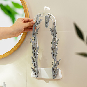 Wall Mounted <b>Drying</b> <b>Rack</b> With Clips For Socks And Underwear Balcony Bathroom Use - Product Image 2
